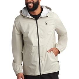 Spyder Mens Rain Jacket - Waterproof Lightweight Hooded Windbreaker, Outerwear Jacket for Golf, Hiking and Outdoor (S-XL), Size Medium, Stone