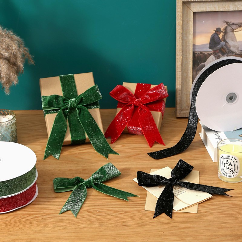 Pretty Jolly Green Velvet Ribbon 1 1/2 Inch x 25Yd