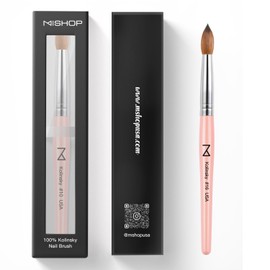 Majesti Pink Acrylic Nail Brush - Professional 100% Kolinsky Nail Brush for Acrylic Application - Handcrafted Nail Tool Supplies - Long Lasting, High-Quality Brush - by M - USA (Size #16)