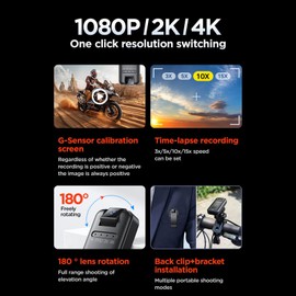 4K Thumb Action Camera, Miniature 4K Motion Camera Sport Camera with Rotating Lens 180°, Memory Card Expandable to 256GB, for Cycling, Hiking, Sports