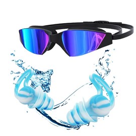 Chlffua Modern Design Swimming Goggles for Adults - Wide Lenses, Anti-Fog, Included Earplugs