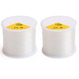 2 Pcs Bracelet String Elastic Cord Elastic String for Bracelet Making Black Stretch for Jewelry Necklace Craft Making Braided Hair Tie Pony Beads Toys (1mm 100m）