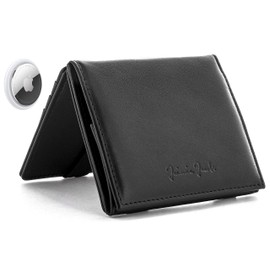 Jaimie Jacobs Flap Boy AirTag Edition Magic Wallet mit Münzfach Echtleder (Schwarz)