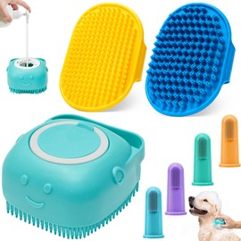 ROBATUN Dog Bath Brush Pet Massage Shampoo Brush Dog Scrubber for Dog Washing Brush Scrubber Pet Bath Massage Brush with Soft Silicone Bristles for Dog Cat Grooming Cleaning