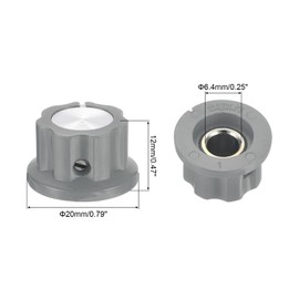 MECCANIXITY 20Pcs Potentiometer Knob Fit 1/4" Shaft Pots, Set Screw Brass Insert, Dark Gray Volume Controller Rotary Knobs for Guitar Effect Pedal Replacement