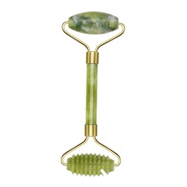 Qinsky Jade Roller,Jade Facial Tool Face Massage Guasha Facial Tool Rollers for Eye Puffiness Treatment Skin Tightening Natural Green Slimming Massager Women Gift