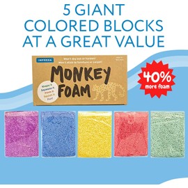 Monkey Foam - 40% More Than The Competitor's Combo Party Pack - 5 Giant Blocks in 5 Great Colors - Perfect for Creative Play - Educational Classroom Pack Size - Never Dries Out! - by Impresa