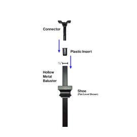 Adjustable Angle Connectors with Satin Black Shoes: 100 Connectors 100 Flat (for Installing 1/2” Metal Balusters)