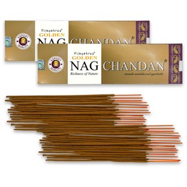 Vijayshree Golden Nag Chandan Incense Sticks - 200g - 10 Packs of 20g (140-180 Sticks) Aromatherapy - Meditation - Yoga - Eco Friendly Packaging