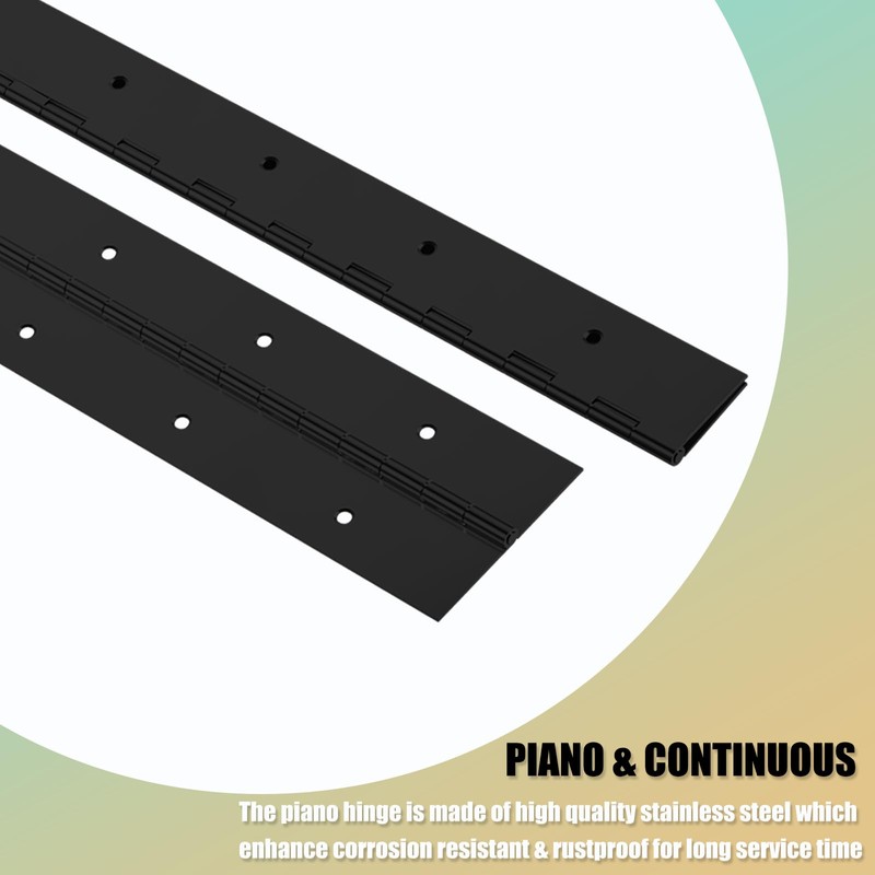 EPHECH 4PCS 12Inch Black Continuous &Piano Hinge, Heavy Duty Stainless