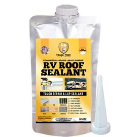 Self-Leveling Lap Sealant for RV Roof Repairs, Leaks, Seams, and Tears. Resealable Pouch with Caulking Nozzle. 1/4 Gallon for Mid to Large RVs, White