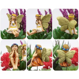 FANWNKI Fairy Garden - Figuritas de Hadas de Resina Vintage para jardín al Aire Libre, Suministros de césped, decoración del hogar, Juego de 6