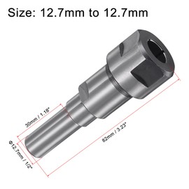 sourcing map Router Collet Extension Rod Converter Adapter 12.7mm (1/2") to 12.7mm(1/2") for CNC Engraving Machine Woodworking Milling Bit