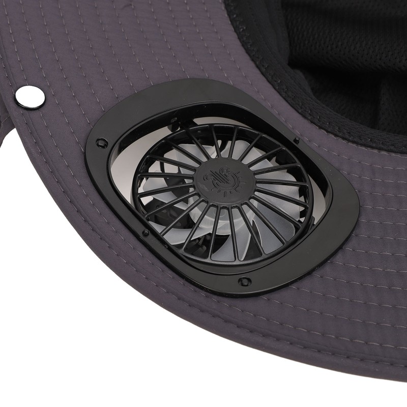 Men Sun Hat Solar Powered Rechargeable Fan UPF50 Wide Brim