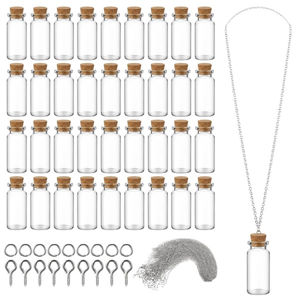 Sawysine 50 Pcs 10 ml Mini Glass Bottles Jars with