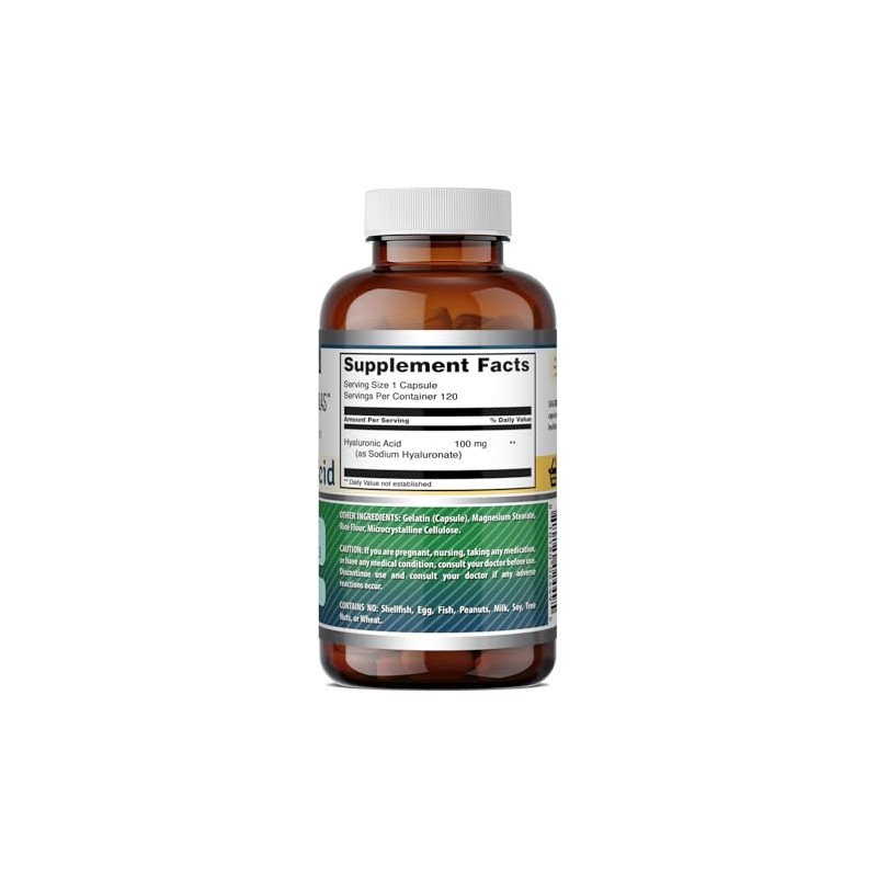 AMAZING FORMULAS Ácido Hialurónico 100 mg 120 Cápsulas – Suplemento