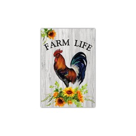 Meltelot Farm Life Flag, Welcome Garden Yard Flag, Chicken Rooster Sunflower, Decoration for Outside Flag, Vertical Double Side 12x18 Inch