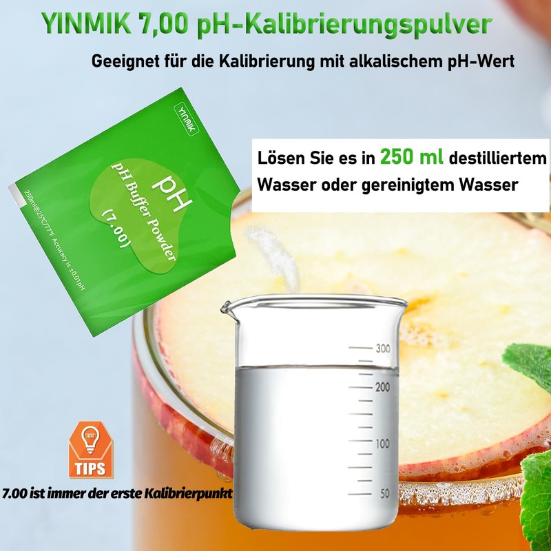 YINMIK pH meter buffer solution powder, pH test meter for