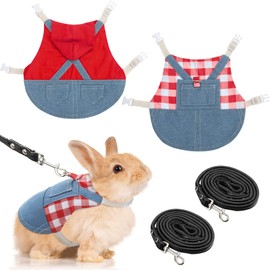 Rabbit Harness and Leash Bunny Stuff Rabbit Walking Harness Bunny Leash and Harness Small Bunny Essentials Bunny Rabbit Harness with Leash for Kitten Puppy Small Pets Walking(Red,Small)