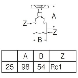 SANEI Gate Valve Nominal 25 V35-25