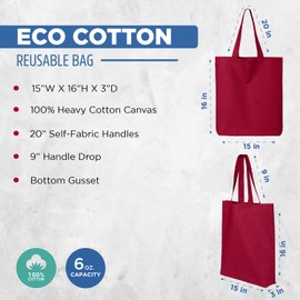 shop4ever John 3:16 Bible Verse Cross Christian Faith Eco Cotton Tote Reusable Shopping Bag Red 1 Pack