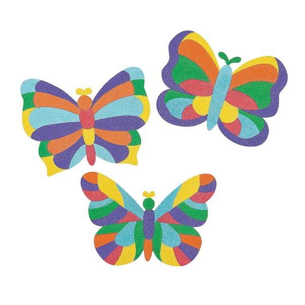 Mosaic Butterfly Sand Art Pictures - Set of 12 - Crafts for Kids and Fun Home Activities