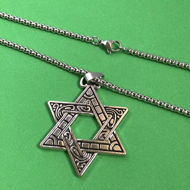 Unbranded Titanium Steel Six Point Star Pendant Necklace for Men