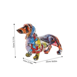 Alipis Colorful Modern Dachshund Statue Figurine Ornament for Home Office Decoration Puppy Decor Cute Collectible Craft for Animal Lovers