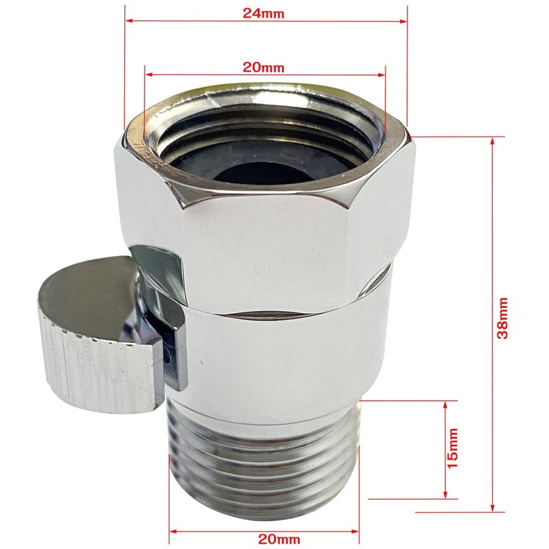 Shut-off Intermediate Faucet for Showers [Short Switch] Chrome Connection Diameter