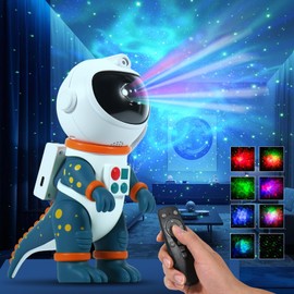 LOVME Galaxy Star Projection Night Light, Dinosaur Astronaut Space Projector with 8 Modes Starry Nebula Effects, Timer & Remote Control, Bedroom Ceiling Decor for Kids, Christmas Birthday Gift(Blue)