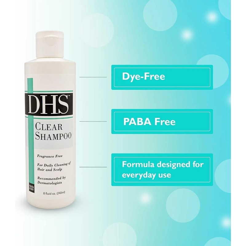 DHS Fragrance-Free Clear Daily Use Shampoo 8 OZ (Pack Of