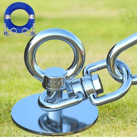 TOPKNOT Dog Tie Out Cable and Stake,20FT Heavy Duty Cable,360°Swivel Dog Run- No Tangle,Dog Runner for Yard Rust Proof Can Hold 2 Dogs- Up to 150LBS,Dog Chain for Yard Ideal for Outdoor Camping