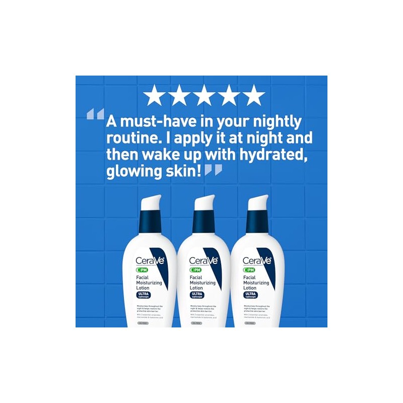 CeraVe - Loción facial hidratante Pm, 3 onzas