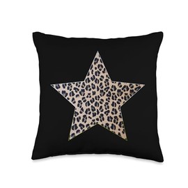 Star Shape - Cute Cheetah Leopard Print Graphic Throw Pillow
