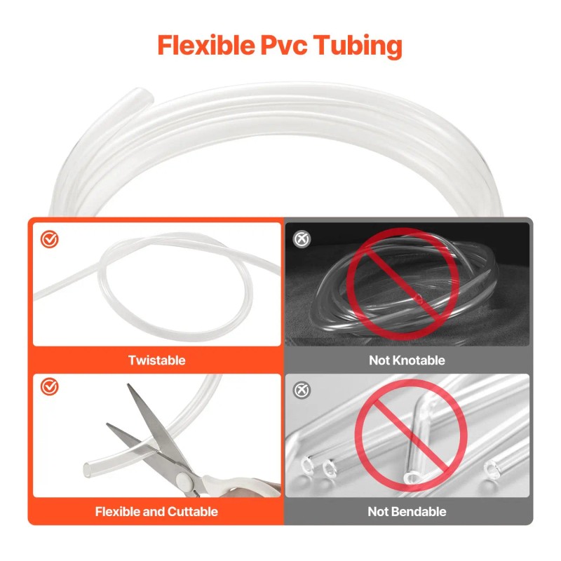 1/2\" ID X 5/8\" OD Clear Vinyl Tubing 10FT High-Strength