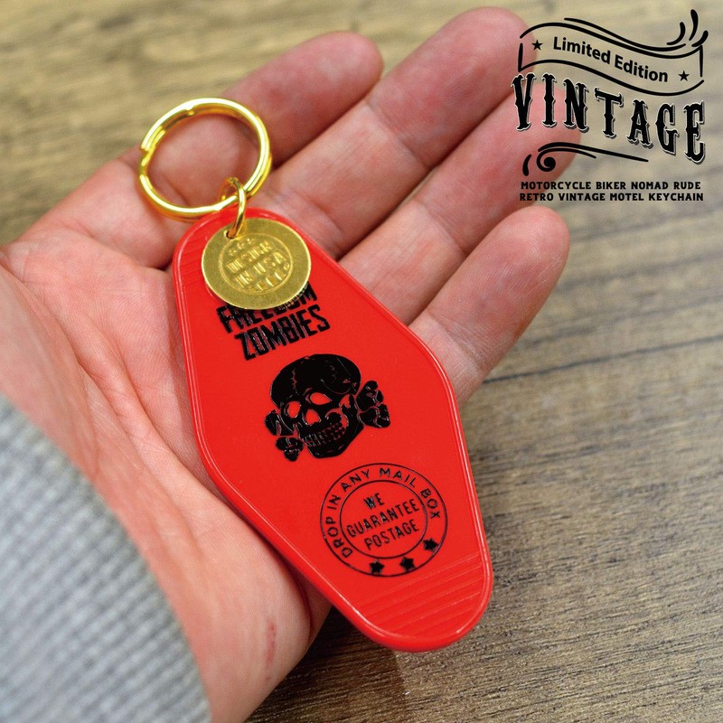 Blue Vogue Biker Motorcycle Harley American Casual Vintage Motel Key