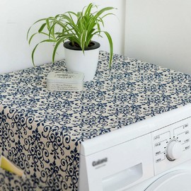 Bringsine Cotton Linen Table Cloth Cover Fabric Vintage Navy Damask Decorative Lace Tablecloth for Dinner Picnic Home Decorative （Square, 24 x 24 Inch）