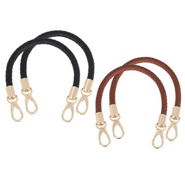 Hitopin Pack of 4 Straps Bag Handles, Replacement Handle, Bag Handles, Leather Handles, Braided Purse Strap, PU Leather, Handbags Replacement Handbag, Shoulder Bags (2 x Brown, 2 x Black)