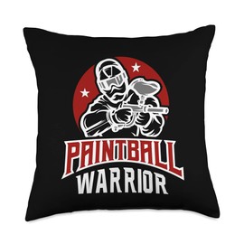 Paint balling gun and game for adults lover Paint Ball Warrior Sport, Team Paintball Throw Pillow, 18x18, Multicolor