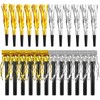 Glitter Metallic Fringed Noise Makers Gold and Silver Musical Blowouts