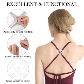 Tyqour Pack of 12 Transparent Bra Straps Clip, Bra Clips for Bra Straps Back, Invisible Women's Bra Straps Holder, Round Racerback Bra Clips Set Bra Accessories for Prevent Shoulder Straps Slipping,