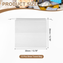 PATIKIL Shoe Bags for Travel 35x35cm, 12 Pcs Dustproof Drawstring Bags Dust Cover Non-Woven Travel Shoe Storage Bag for Packing with Clear Window for Women Men Handbag Purse, White