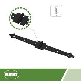Amig - Cerniera a due lame nera Mod. 552 | Stile Forgiato per porte a battente lisce d'ingresso e di passaggio esterne ed internne, e armadi | Finitura in acciaio | 180 x 22.5 x 1.5 mm