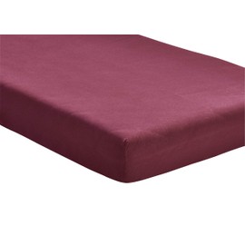 Hometex Premium Textiles Fitted Sheet, 120–130 x 200 cm, Jersey Bed Sheet Made from 100% Cotton, Mattresses up to 23–25 cm, Oeko-Tex Made in Green, Burgundy