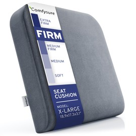 ComfySure Seat Cushion Extra Large - Firm Memory Foam Chair Pad for Recliner, Wheelchair, Office Chair, Stadium, Bleacher, Car, Floor, Patio Furniture, Bariatric Overweight Users 19”x17”x3”