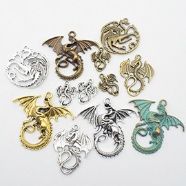 Surtido de dijes, aretes, cuentas para manualidades, hazlo tú mismo,100 g de suministros , Dragon charms, 50