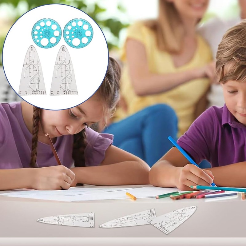GLPRKOW Set of 4 Maths Stencils Set: 2 Flexible Cosine