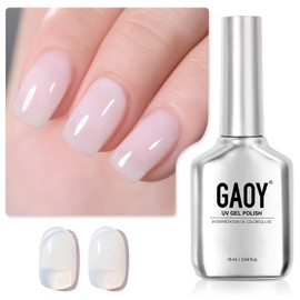 GAOY Jelly Nude Gel Nail Polish, 16ml Sheer White Translucent Soak Off Gel Polish, UV Light Cure for Nail Art DIY, 1641 Sheer White