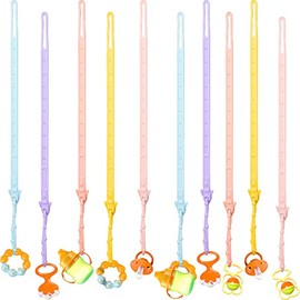 10 Pieces Baby Toy Straps Stretchable Silicone Pacifier Clips Toddler Toy Bottle Harness Straps Pacifier Teether Strap Teething Clip Strap for Strollers High Chair Shopping Cart Cribs Exersaucer
