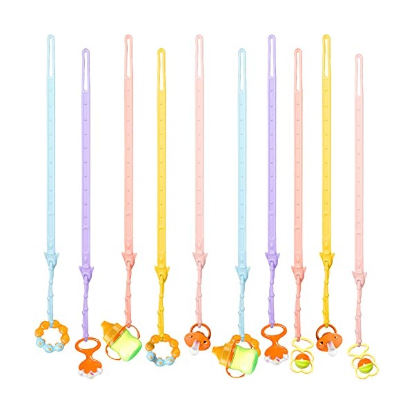 10 Pieces Baby Toy Straps Stretchable Silicone Pacifier Clips Toddler